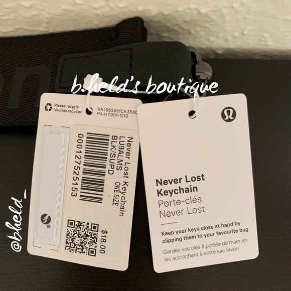 lululemon OG Never Lost Keychain (Old Style) Black/Super Dark OS Brand New NWT - Picture 6 of 15